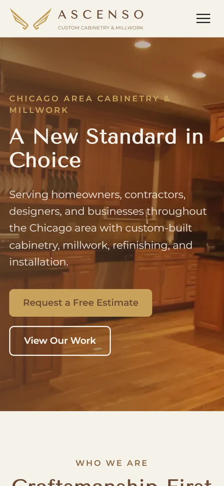 The Ascenso homepage on a phone